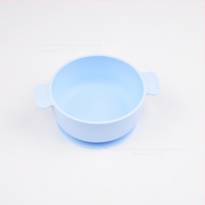 Dječja silikonska zdjela s prisiskanjem, s dvjema drškama, 2-komadni set, silikon za hranu, protiv prolijevanja