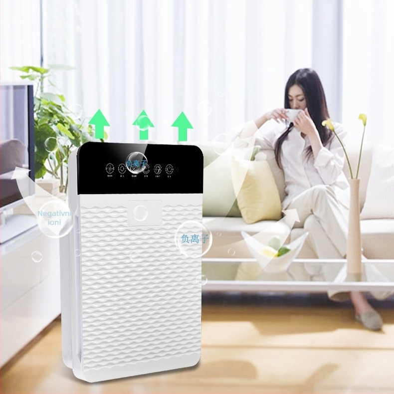 Kućni pročišćivač zraka s negativnim ionima i UV dezinfekcijom, kompozitni filter, protok zraka 51–150 m³/h, buka 36–45 dB, pogodno za prostorije 31–40 m², daljinski upravljač