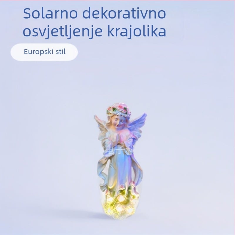 Solarni rasvjetljavanje pejzaža za vanjsku upotrebu — europski stil anđeo u vrtu, LED ambra, IP65, Model Fairy Landscape Light (1W, 1.2V)