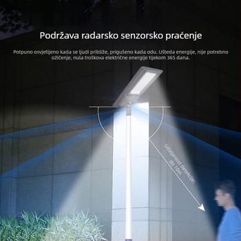 Solarna integrirana ulična rasvjeta za vanjsku upotrebu, vodootporna LED visoke svjetline i snage