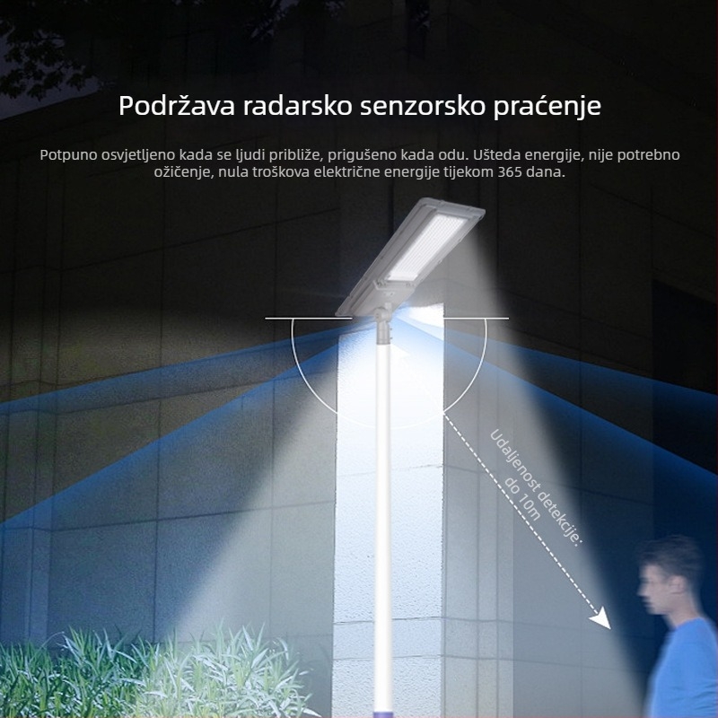 Solarna integrirana ulična rasvjeta za vanjsku upotrebu, vodootporna LED visoke svjetline i snage