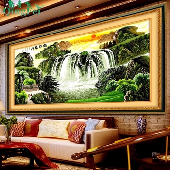 Križni bod Diamond Painting na 11CT poliesteru – krajolik za dnevni boravak, jednostrano šivanje