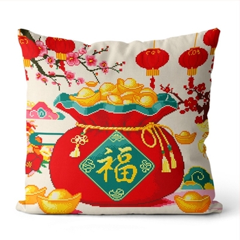 Jastuk za križno šivanje s trostrano otvorenom navlakom – komplet za križno šivanje, platno 11 ct, kineska stil serija, moderan minimalistički stil, šifra proizvoda Dbr9699