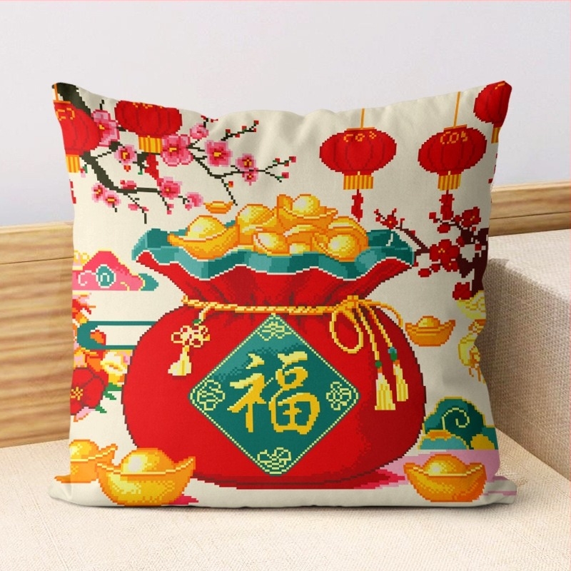 Jastuk za križno šivanje s trostrano otvorenom navlakom – komplet za križno šivanje, platno 11 ct, kineska stil serija, moderan minimalistički stil, šifra proizvoda Dbr9699