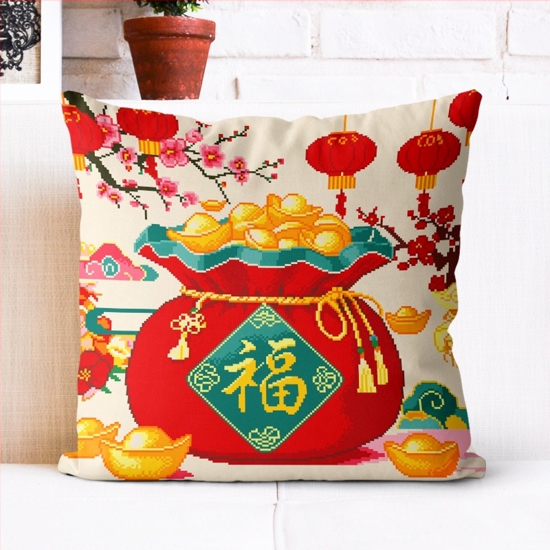 Jastuk za križno šivanje s trostrano otvorenom navlakom – komplet za križno šivanje, platno 11 ct, kineska stil serija, moderan minimalistički stil, šifra proizvoda Dbr9699