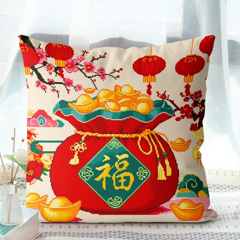 Jastuk za križno šivanje s trostrano otvorenom navlakom – komplet za križno šivanje, platno 11 ct, kineska stil serija, moderan minimalistički stil, šifra proizvoda Dbr9699