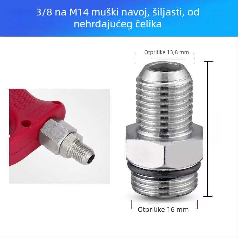 Nerđajući čelik, vanjski navoj 3/8, brzi spojni adapter za visokotlačni čistač, model 133, izlaz pištolja za pranje automobila