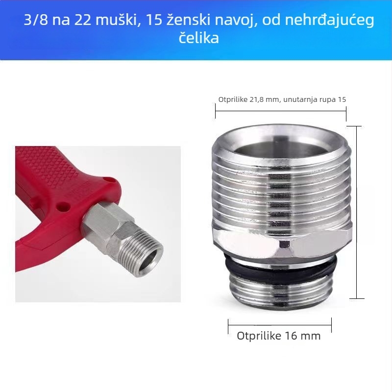 Nerđajući čelik, vanjski navoj 3/8, brzi spojni adapter za visokotlačni čistač, model 133, izlaz pištolja za pranje automobila