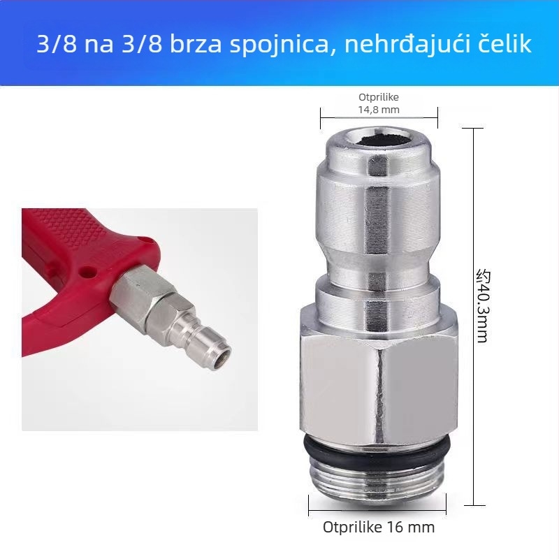 Nerđajući čelik, vanjski navoj 3/8, brzi spojni adapter za visokotlačni čistač, model 133, izlaz pištolja za pranje automobila