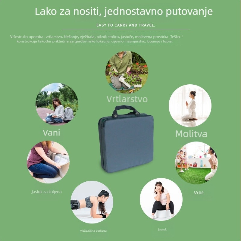 Vrtna podloga za koljena TS-01, s visokoelastičnom pjenom i Oxford platnom, vodootporna i otporna na vlagu, prijenosna vanjska podloga za sjedenje