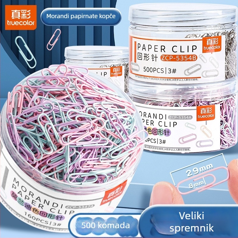 Metalni klip za papir Truecolor Pclip, model Pclip, materijal: metal, pakiranje: konzerva, 500 komada