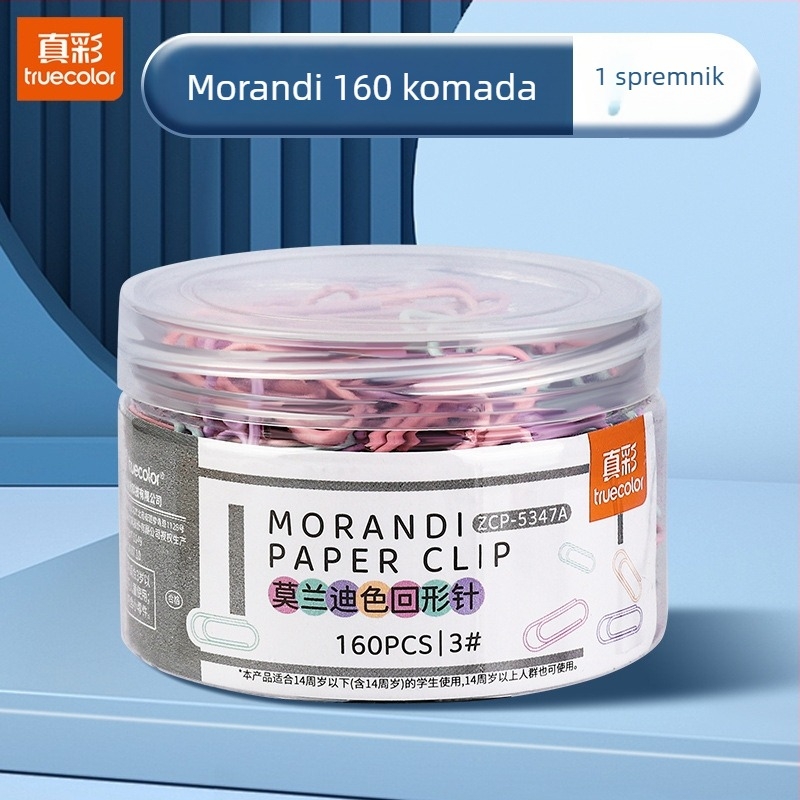 Metalni klip za papir Truecolor Pclip, model Pclip, materijal: metal, pakiranje: konzerva, 500 komada