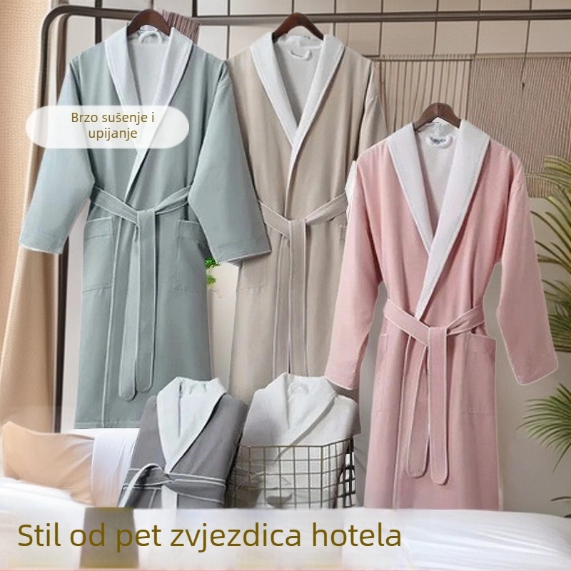 Poliesterski ogrtač za kupaonicu, unisex, luksuzni hotelski stil, izšiven na miješanoj niti, 1150 g
