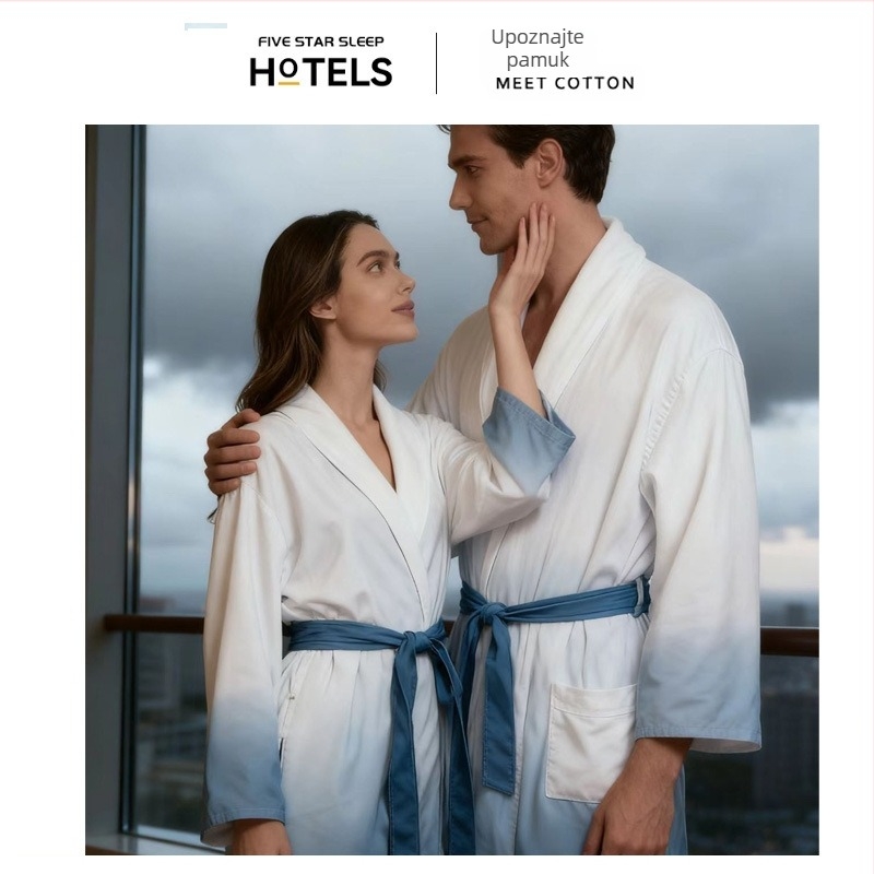 Gabardin ogrtač za kupanje, zimski, bijeli, mekan i upijajući, za hotele i spa centre