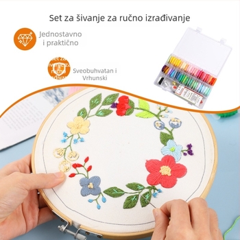Kutija za šivanje s 50 boja niti za vezenje, ploča za navijanje i set niti — Serui