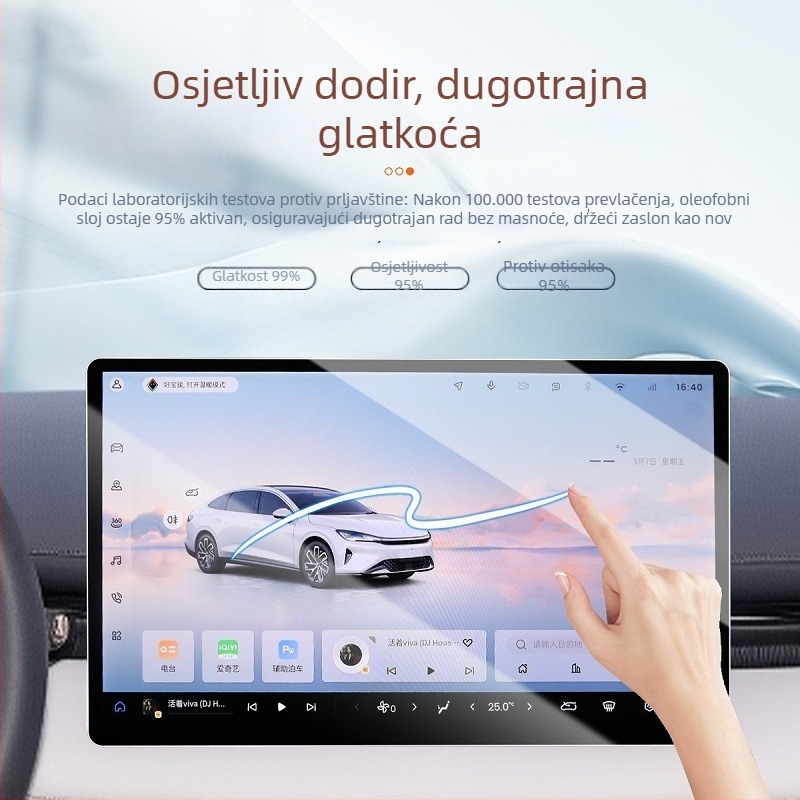 Zaštitna folija od kaljenog stakla za zaslon središnje kontrole/navigation Huawei 2024 M9 — jedinstveni kalup; otporna na visoke i niske temperature; otporna na ogrebotine i habanje; otporna na otiske prstiju