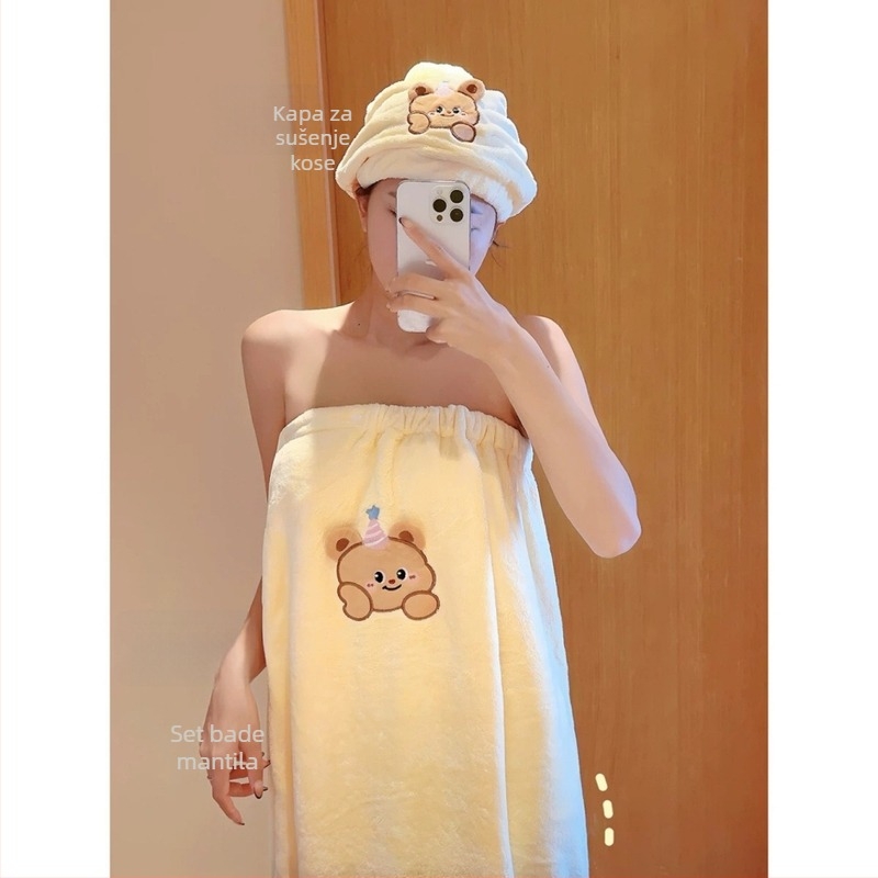 Ženski ogrtač za kupanje od koralnog fleisa, mješavina 80/20 poliestera i poliamida, ljetni komad