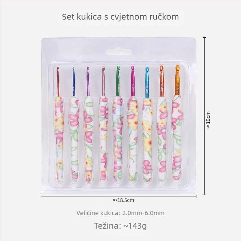 Set kuki za kukičanje s ergonomskim mekanim držačima TPR – DIY pletenje, Zhongma, prilagodljivo pakiranje, 150 g