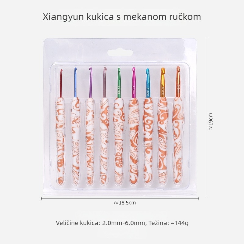 Set kuki za kukičanje s ergonomskim mekanim držačima TPR – DIY pletenje, Zhongma, prilagodljivo pakiranje, 150 g