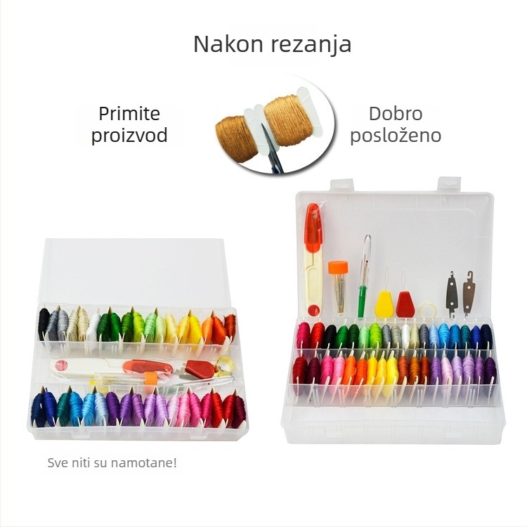 Set križnog šava — ekološke pamukove niti za križni šav, DIY komplet za ručno izrađenu narukvicu s kutijom za pohranu, približno 222 g