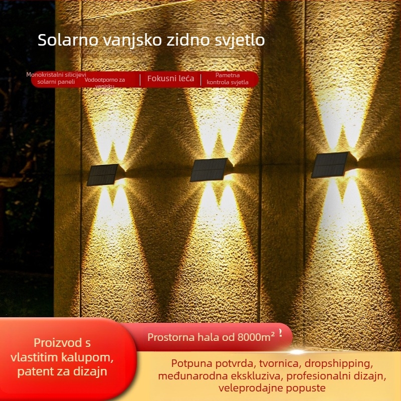 Solarna vanjska zidna rasvjeta za vrt – LED zidno svjetlo, moderan dizajn, IP54