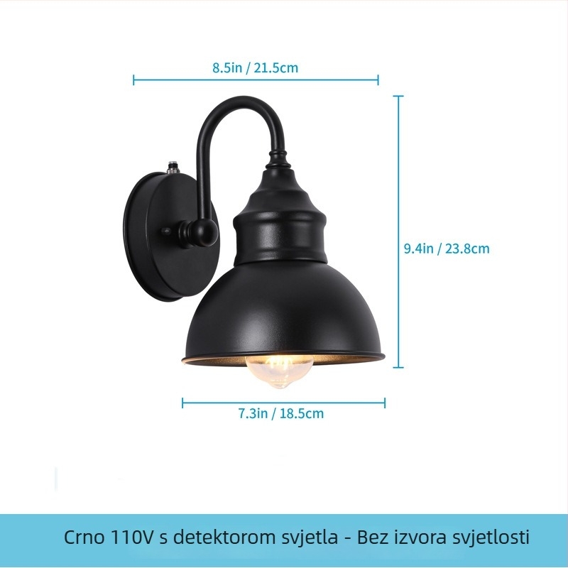 Vanjsko zidno svjetlo - kućište od željeznog umjetničkog dizajna, IP65 vodootporno, 110V, 1000 lm, 3000K, vijek trajanja 50 000 h