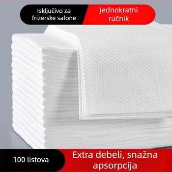 Jednokratne ručnike za frizere i salone ljepote — Materijal: regenerirana celulozna vlakna; Glavni sastojci: vlakna drvenog celuloznog vlakna; Upijanje vode: 0–5 s; Proizvodni proces: jednostavno tkanje