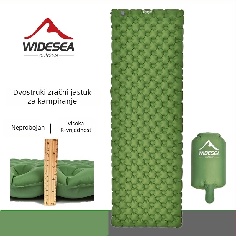 Widesea kamperska napuhavajuća jastučnica za jednu osobu s dvostrukom komorom, TPU + najlon, težina 1000 g, model WSCM-006G