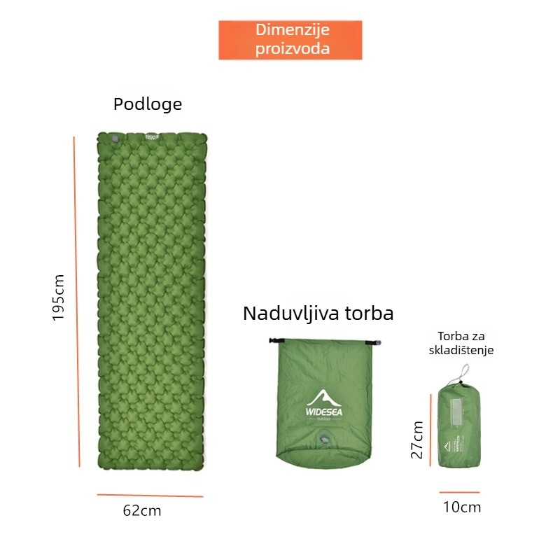 Widesea kamperska napuhavajuća jastučnica za jednu osobu s dvostrukom komorom, TPU + najlon, težina 1000 g, model WSCM-006G