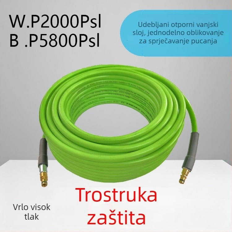 Visokotlačna cijev za čišćenje s izlaznim cijevima i zaštitom od eksplozije, mekani kućni vodeni pištolj, PVC/PE materijal, težina 3 kg