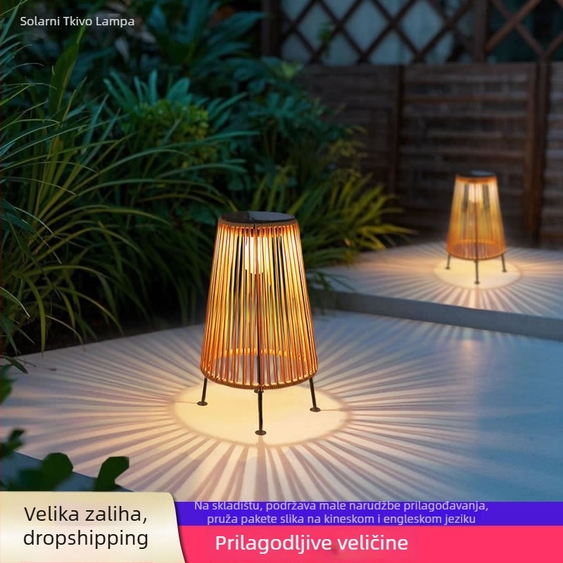 Vanjske solarne lampe u kineskom stilu dvorišta, FX1209, gumirani rotan + željezo, IP44, LED, 1W, 6-12 sati