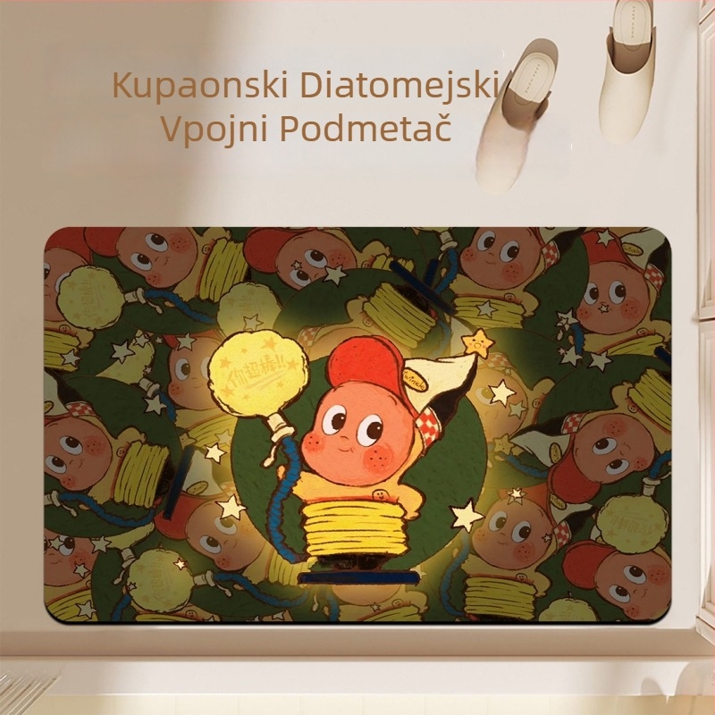 Exquisite meka kupaonska prostirka od diatomita – upija vodu, protuklizna, otporna na prljavštinu, jednostavna za čišćenje, s karikaturalnim uzorkom