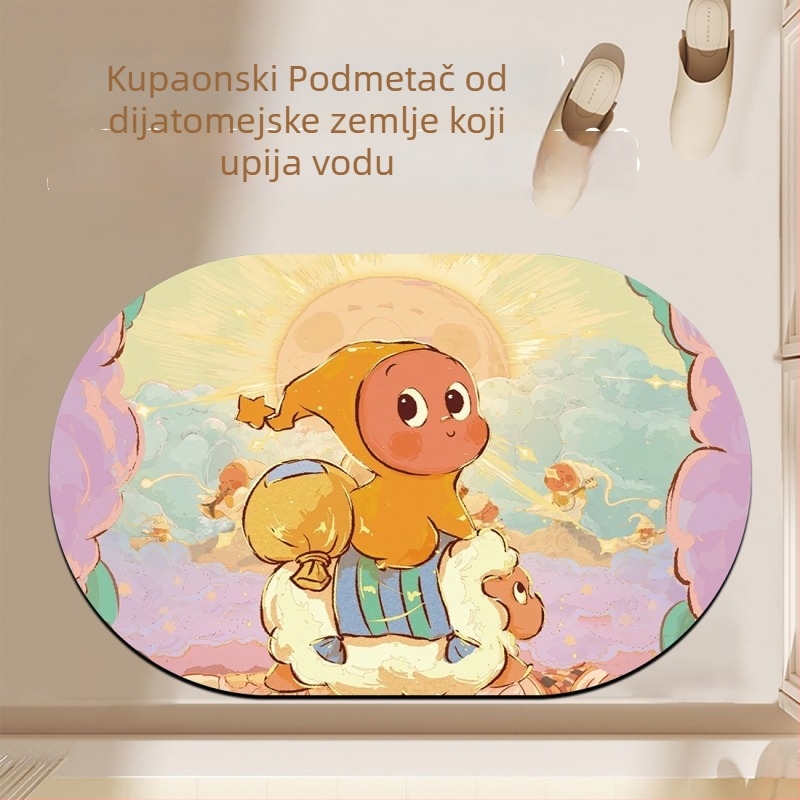 Exquisite meka kupaonska prostirka od diatomita – upija vodu, protuklizna, otporna na prljavštinu, jednostavna za čišćenje, s karikaturalnim uzorkom