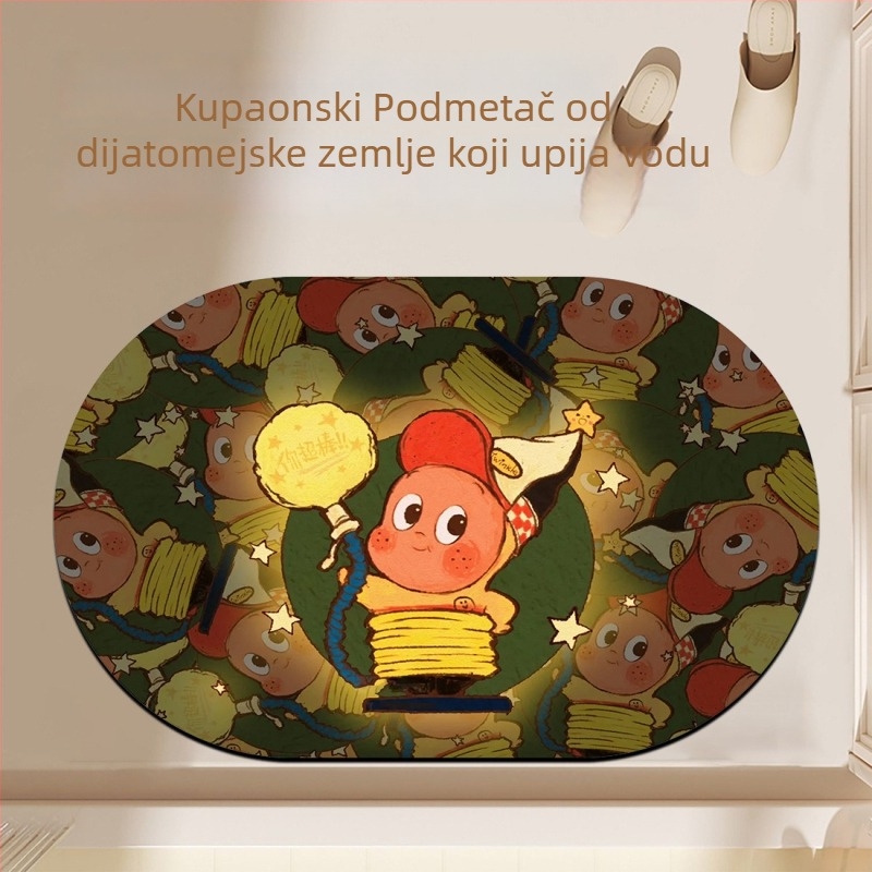 Exquisite meka kupaonska prostirka od diatomita – upija vodu, protuklizna, otporna na prljavštinu, jednostavna za čišćenje, s karikaturalnim uzorkom