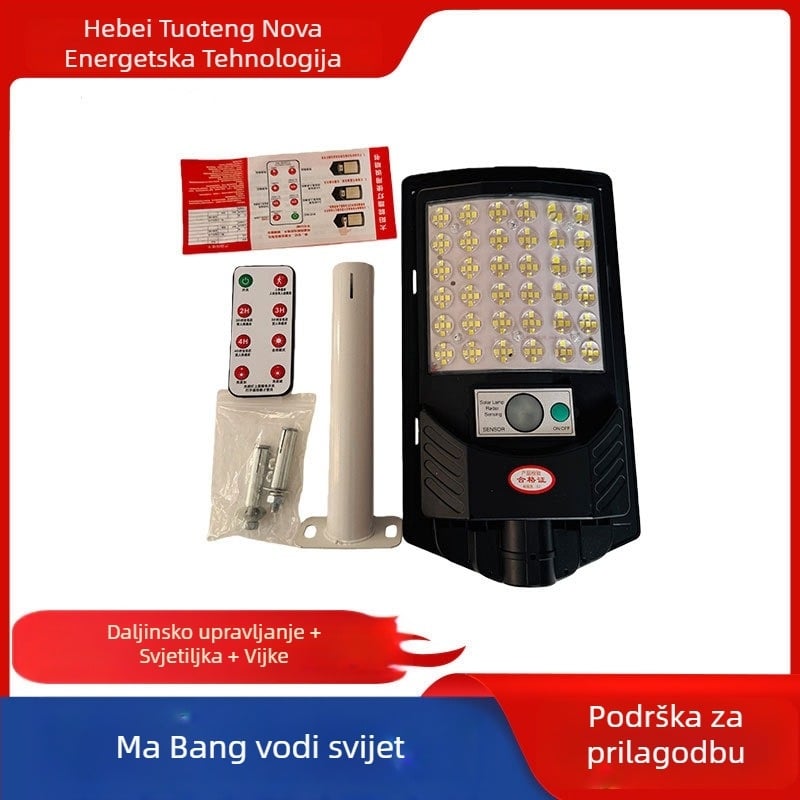Obiteljska solarna integrirana ulična svjetiljka za dvorište, LED senzorno vanjsko osvjetljenje, visoka snaga, IP65, 100–800W, daljinsko upravljanje, 8–10 godina