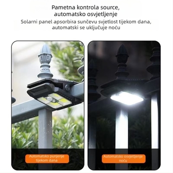 Solarna klips lampica s induktivnim zidnim svjetlom za vanjsku upotrebu, Model YD, 5W, 3.7V, IPX-4, toplo svjetlo