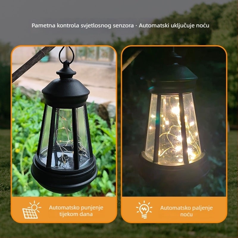Solarni psi fenjer za dvorište – vanjsko vodootporno dekorativno svjetlo za vrt, solarno napajanje, 0.2W, 6–12 sati rada, Model: Solar dog lantern