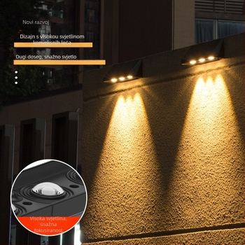 Solarna LED zidna lampa s efektom pranja zida, za dvorište i vrt, lampa za Božićno drvce, IPX4 vodootporna
