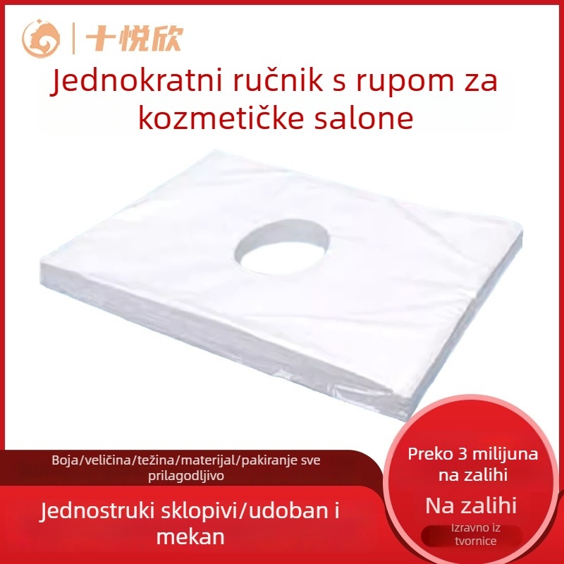 Jednokratne netkani ručnici za masažu u kozmetičkim salonima s križnim i kružnim otvorima; ručnici za krevete, lice i jastuke