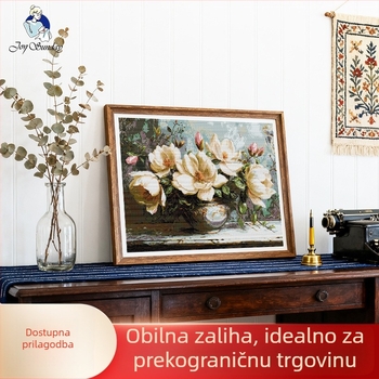 Križni bod komplet: misteriozna magnolija za dnevni boravak i spavaću sobu, platno za križni bod 14-count, ekološki pamuk, pejzažni dizajn, nordijski stil, ručna izrada