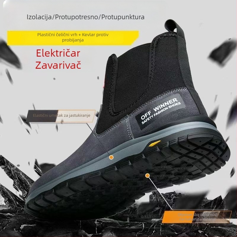 Izolirane cipele za zavarivanje, otpornost na udarce i proboj, slip-on visokog kroja, čelični nos, teleći velur, lagane i udobne