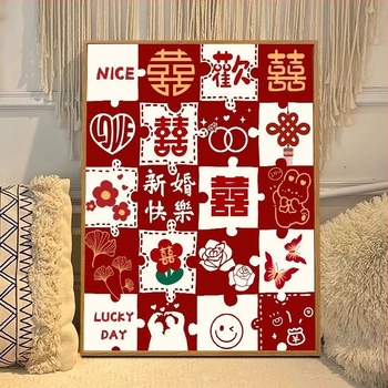 Vjenčani set za križićno šivanje – svečani uzorak, platno 9 ct, aluminijska legura, kineski stil