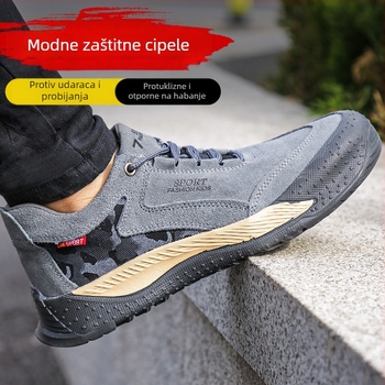 Muške sigurnosne cipele, prozračne s čeličnim prstom, otporne na udarce i probijanje, zvaračke radne cipele od goveđe kože, otporne na habanje i izolirane