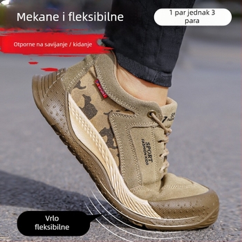 Muške sigurnosne cipele, prozračne s čeličnim prstom, otporne na udarce i probijanje, zvaračke radne cipele od goveđe kože, otporne na habanje i izolirane