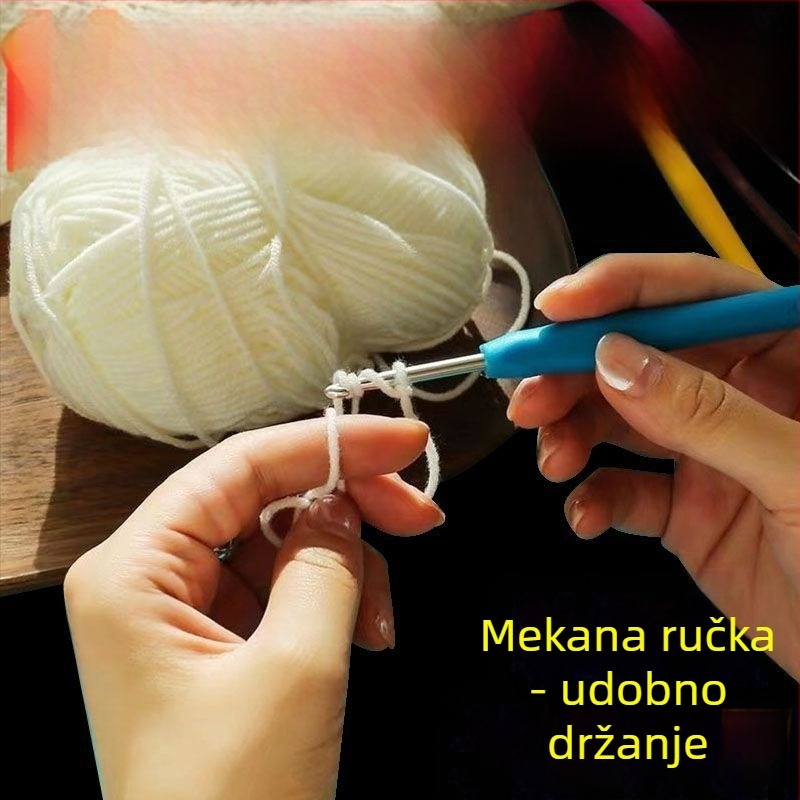 Set kukica za hekkanje s mekanom držačem — ručna izrada, DIY ultra-tanka hekkanja, s jednim i dvostrukim glavama