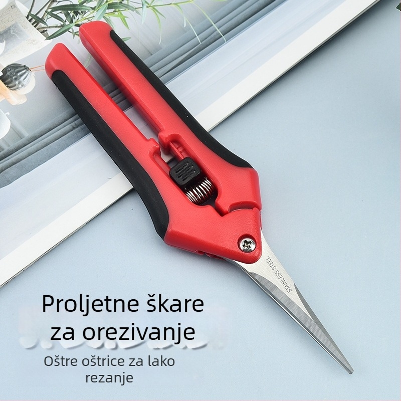 Sekator s oprugom i oštrim vrhom – za podrezivanje voća i grožđa, oštrice ravne i zakrivljene