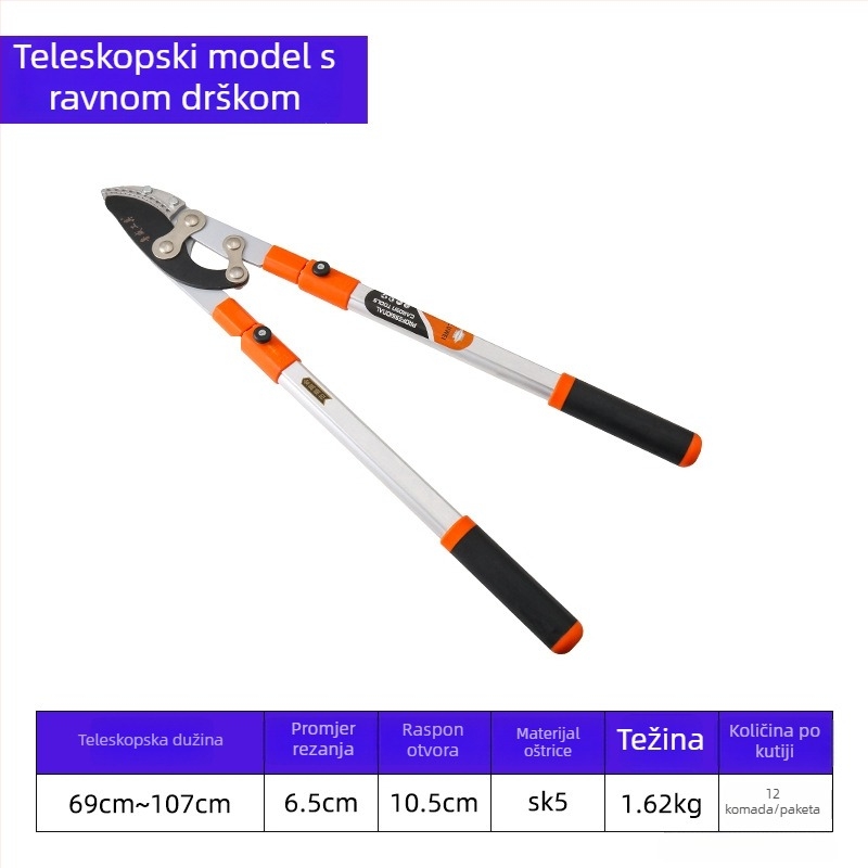 Luwei Teleskopske Makaze za Orezivanje Visokih Grana – Vrtne Makaze za Voćke, Deblje Grane