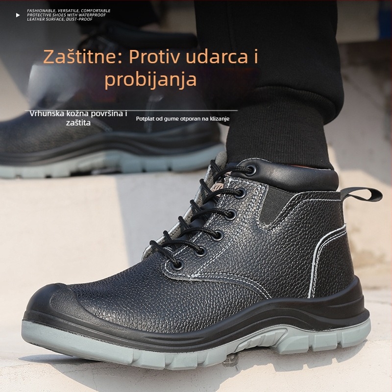 Muške radne cipele s visokim gornjim dijelom, otporne na udarce i probijanje, izolirane na 6 kV, čvrsta potplat, za gradilište