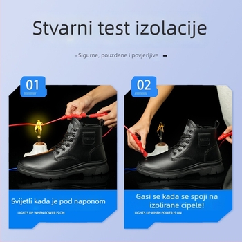 Muške izolirane Martin gležnjače visokog profila, otporne na habanje, protuklizne, vodootporne i otporne na ulje od mikrovlaknaste kože za kuhinju