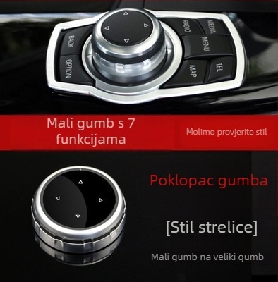 BMW 3/5/7 Serije unutarnje dekorativne naljepnice — veliki poklopac za gumb i naljepnice za multimedijske gumbe, model 324, aluminijska legura, bez loga